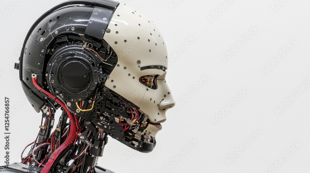 A futuristic robotic head showcasing intricate mechanical components and a smooth exterior, emphasizing the blend of technology and design. A futuristic robotic head showcasing intricate mechanical components and a smooth exterior, emphasizing the blend of technology and design.