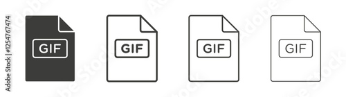 Gif icons set. Liner outlined and flat black color