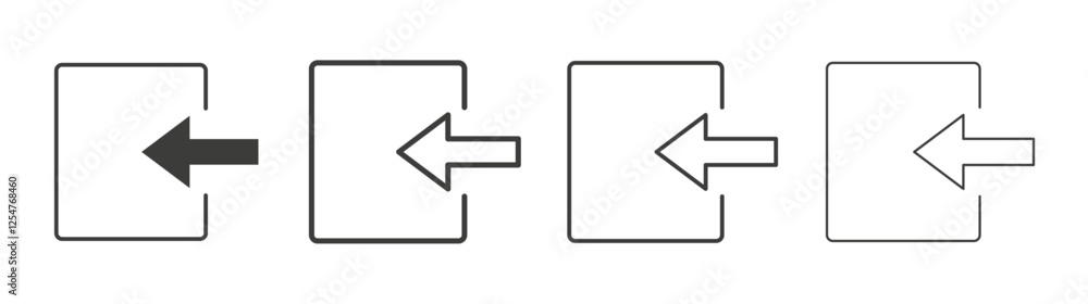Log Out icons set. Liner outlined and flat black color Log Out icons set. Liner outlined and flat black color