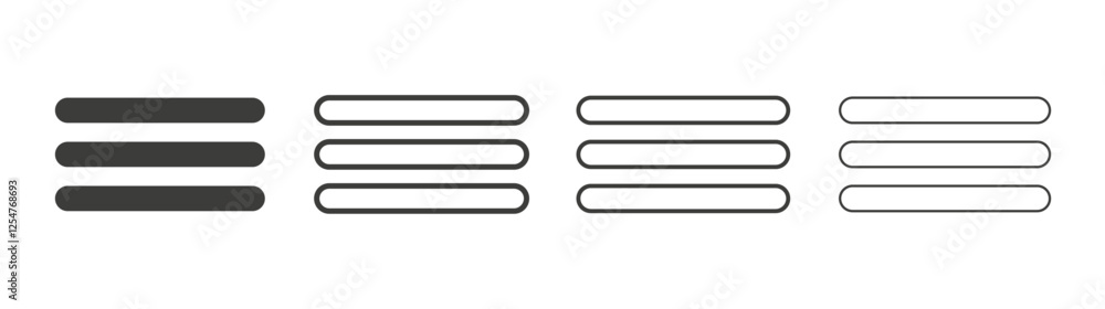 Menu icons set. Liner outlined and flat black color Menu icons set. Liner outlined and flat black color