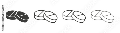 Medicine icons set. Liner outlined and flat black color