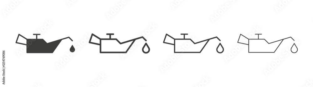 Oil can icons set. Liner outlined and flat black color Oil can icons set. Liner outlined and flat black color