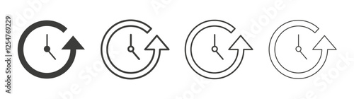Past time icons set. Liner outlined and flat black color