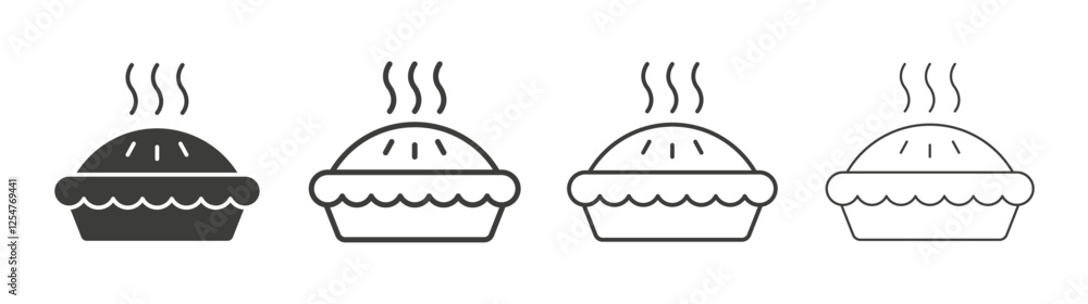 Pie icons set. Liner outlined and flat black color Pie icons set. Liner outlined and flat black color