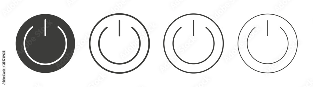 Power icons set. Liner outlined and flat black color Power icons set. Liner outlined and flat black color