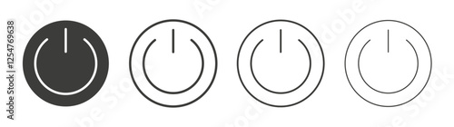 Power icons set. Liner outlined and flat black color