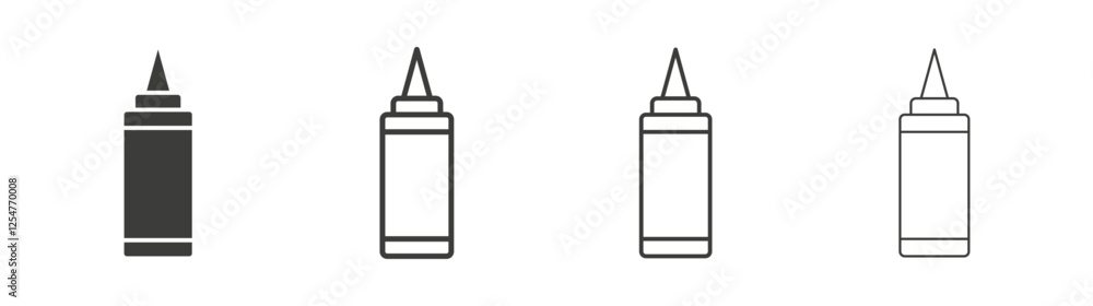 Sauce icons set. Liner outlined and flat black color Sauce icons set. Liner outlined and flat black color