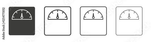 Scale icons set. Liner outlined and flat black color