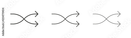 Shuffle icons set. Liner outlined and flat black color