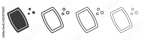 Soap icons set. Liner outlined and flat black color