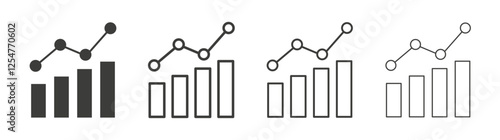 Stats icons set. Liner outlined and flat black color