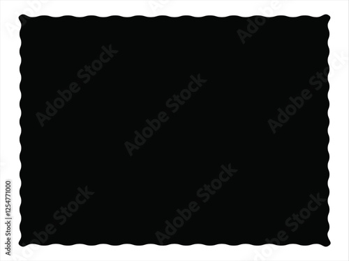 Rectangle shape with wavy edges. Rectangular template of text box, tag, stamps or sticker with scalloped borders isolated on white background.