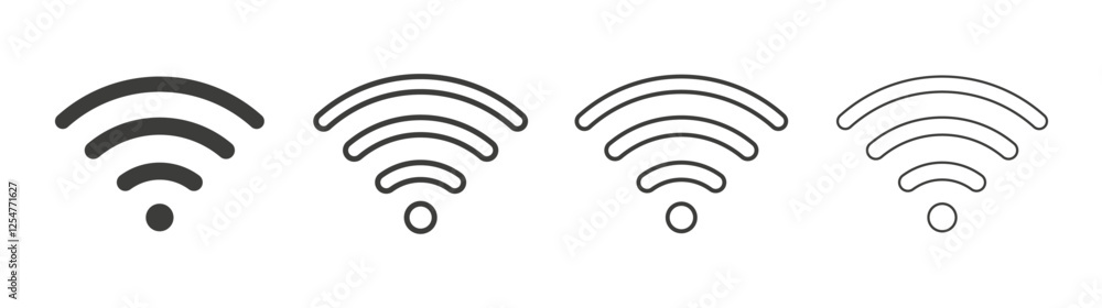 Wifi icons set. Liner outlined and flat black color Wifi icons set. Liner outlined and flat black color