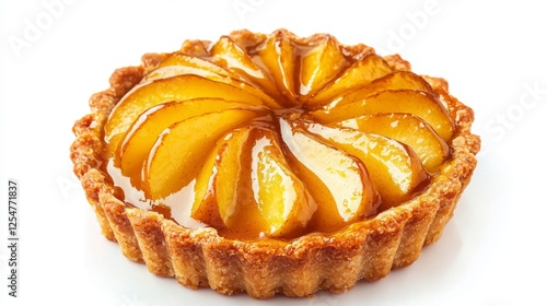 A golden-brown pear tart with caramelized glaze, isolated on a white background. --chaos 20 --ar 16:9 --quality 2 --v 6.1 Job ID: fcb85765-31a1-4ecd-b90e-87bf9243a5ae