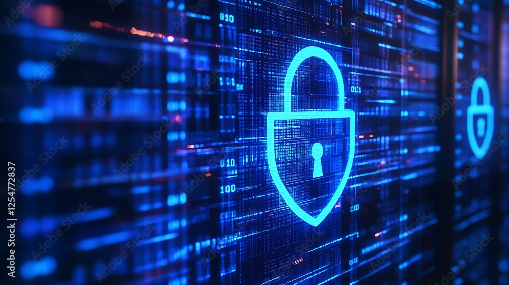 Obraz premium Secure Digital Lock Icon Representing Cybersecurity and Data Protection in Modern Technology Environment