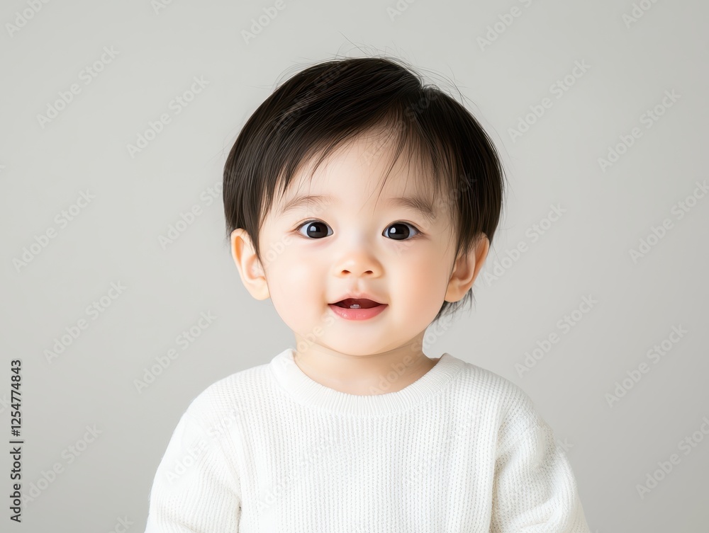 Adorable baby girl in cozy white sweater, a portrait of innocence and sweetness Adorable baby girl in cozy white sweater, a portrait of innocence and sweetness