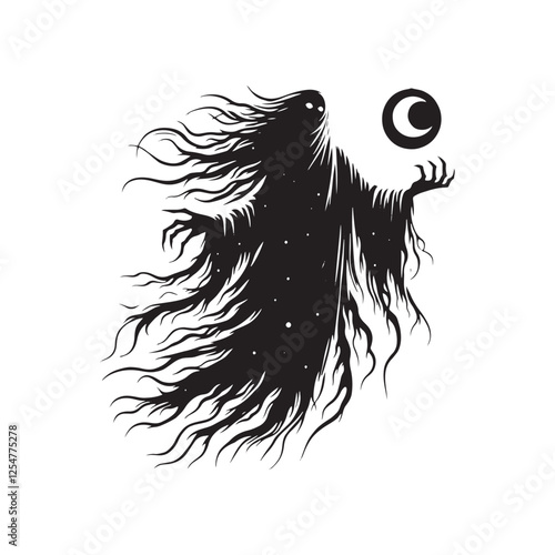 Minimalist Ghost Vector - Ghost Design - Ghost Silhouette - Illustration of Ghost.