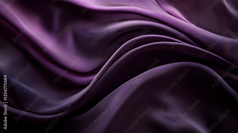 Fototapeta premium Close up view of purple fabric texture and tulip flower with deep plum shade