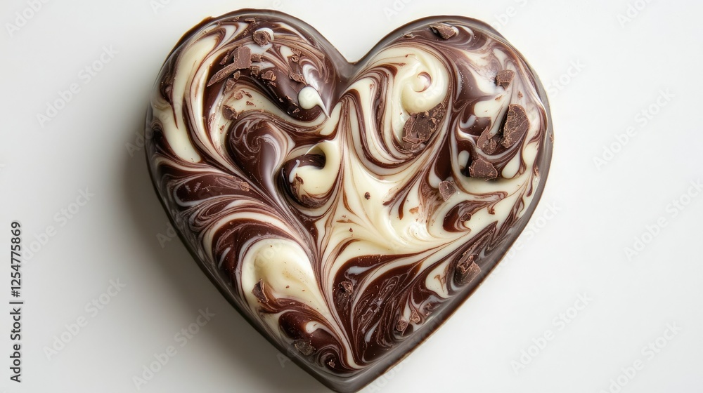 Heart-Shaped Chocolate Dessert with Swirls of White and Dark Chocolate Heart-Shaped Chocolate Dessert with Swirls of White and Dark Chocolate