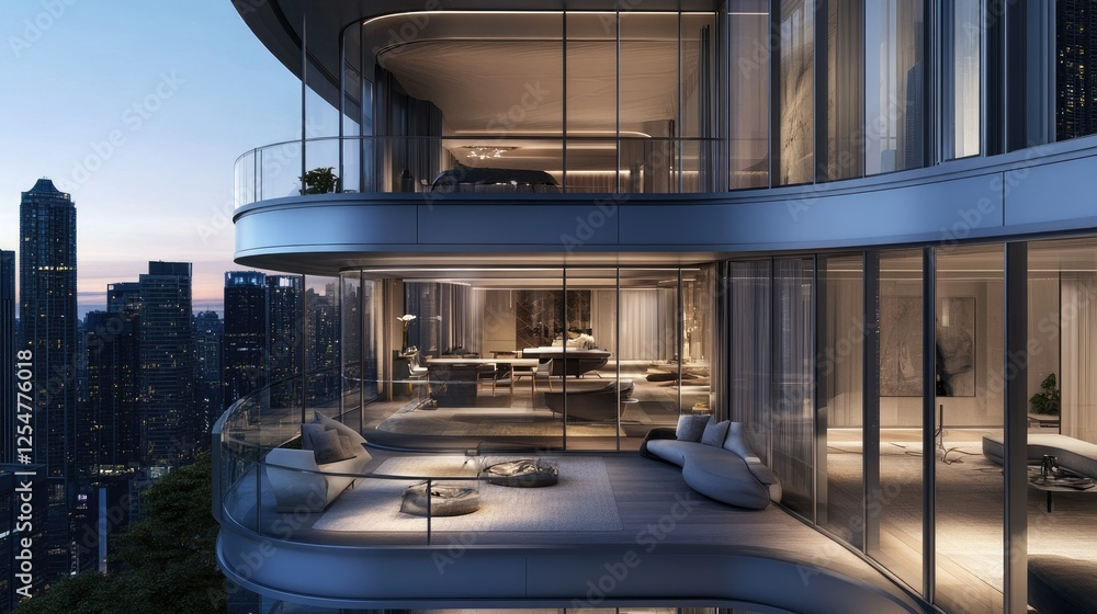 A breathtaking ultra-modern skyscraper with curved glass walls and sleek metallic accents. A breathtaking ultra-modern skyscraper with curved glass walls and sleek metallic accents.