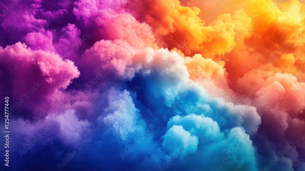 Fototapeta premium Vibrant clouds in a stunning gradient of colors, blending orange, pink, and blue.