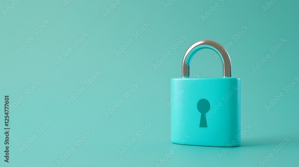 Turquoise Padlock with Keyhole on Minimalist Background for Security and Protection Concepts Turquoise Padlock with Keyhole on Minimalist Background for Security and Protection Concepts