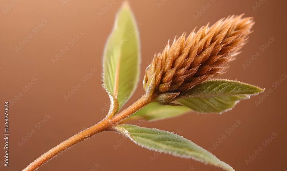 Fototapeta premium dew-covered buds and leaves in springtime, Generative AI