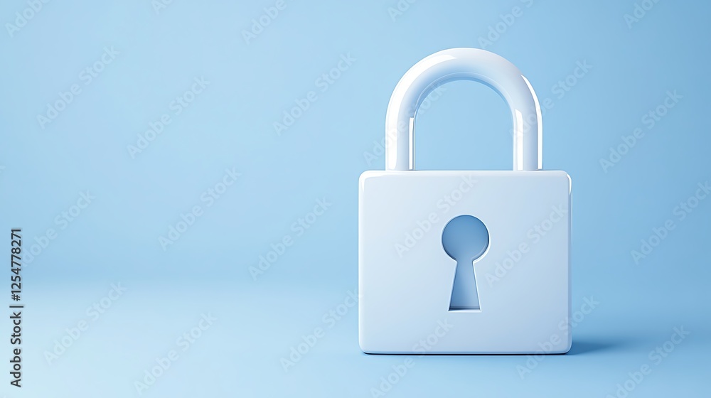 White Padlock on Soft Blue Background Symbolizing Security and Privacy in Digital Era White Padlock on Soft Blue Background Symbolizing Security and Privacy in Digital Era