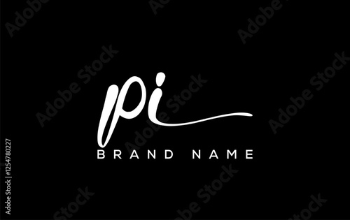 PI letter beauty handwriting vector logo.