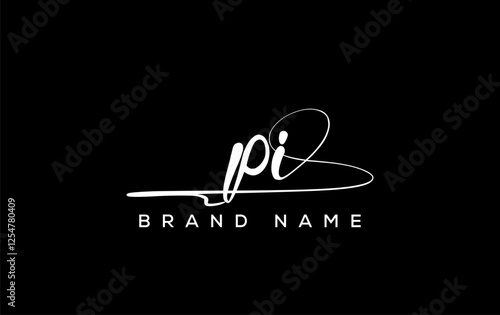 PI letter beauty handwriting vector logo.