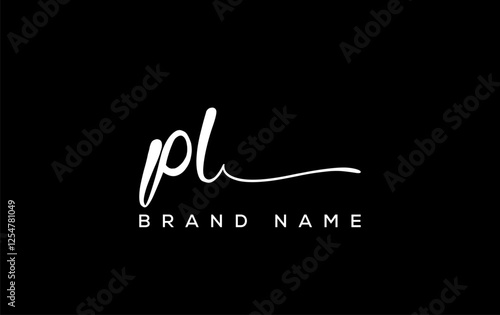 PL letter beauty handwriting vector logo.