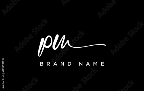 PM letter beauty handwriting vector logo.