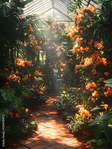 A greenhouse filled with luminous cybernetic plants that react to touch.