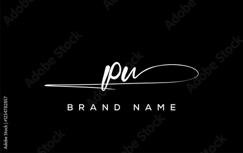 PU letter beauty handwriting vector logo.