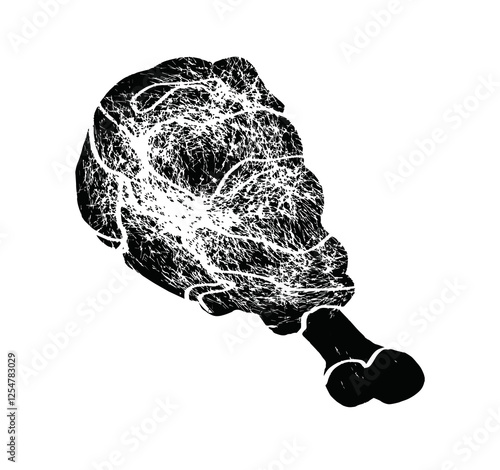 Fried chicken leg textured vector illustration logo icon clipart