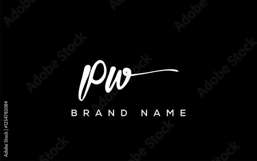 PW letter beauty handwriting vector logo.