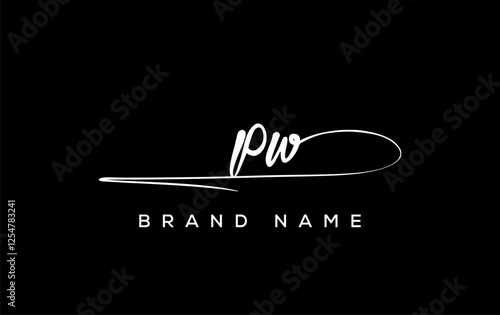 PW letter beauty handwriting vector logo.