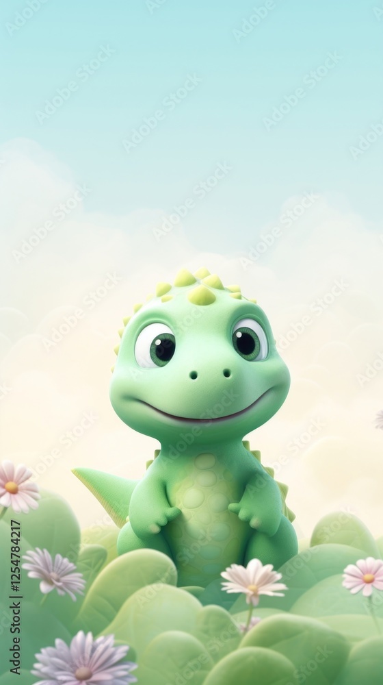Obraz premium Green dinosaur cartoon animal reptile.