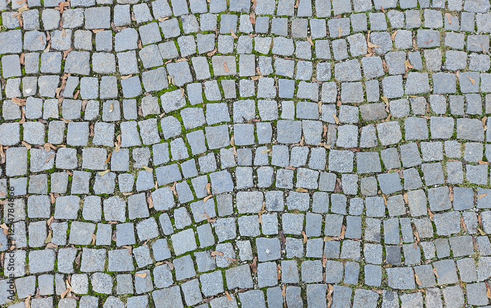 Grey color cobblestone flooring pattern and texture