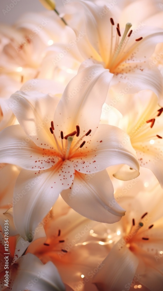 Fototapeta premium Lilies at the center blossom flower anther.