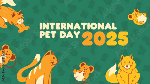 print international pet day animal dog cat mouse hamster banner 