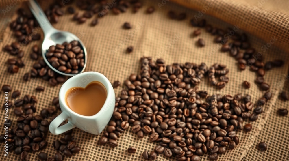 cup of coffee with beans cup of coffee with beans