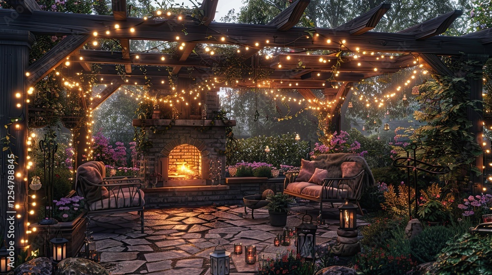 Obraz premium Beautiful home Garden with sitting area