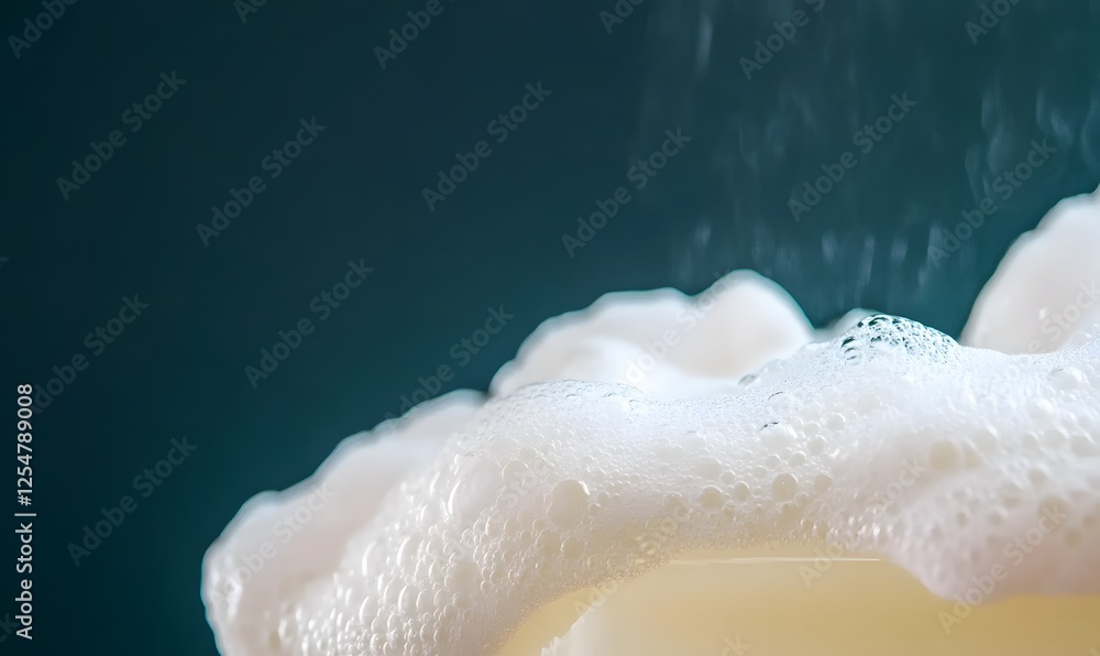 Fototapeta premium white soap bubbles on dark surface, Generative AI