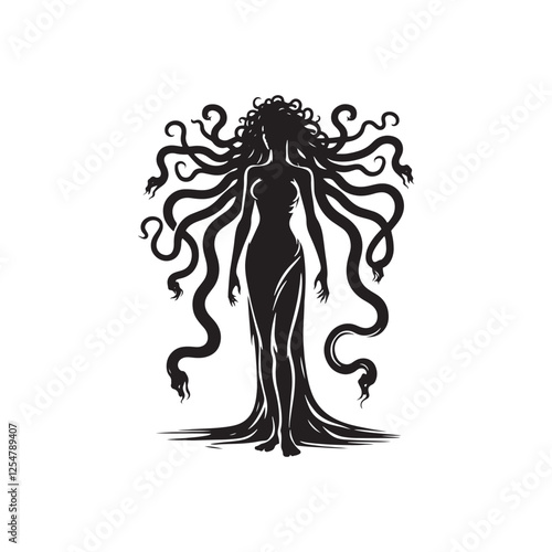 Medusa Silhouette - Medusa Vector - Medusa Minimalist Design - Illustration of Medusa.