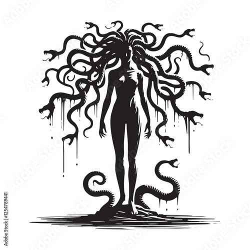 Medusa Silhouette - Medusa Vector - Medusa Minimalist Design - Illustration of Medusa.