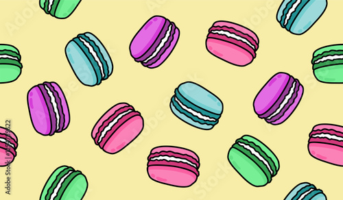 Cute macarons pattern background vector design