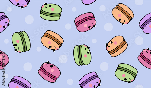 Cute macarons pattern background vector design