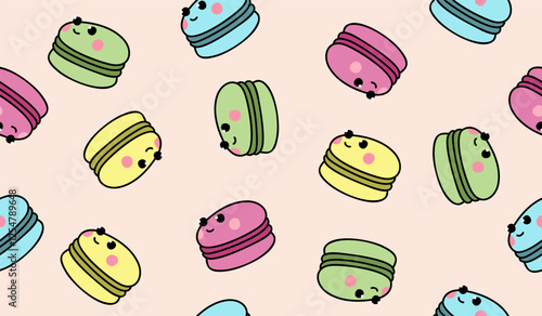 Cute macarons pattern background vector design