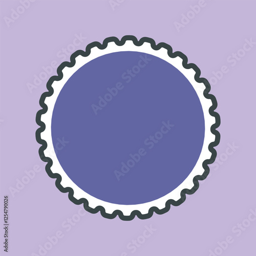 purple circle blank stamp with outline flat vector design.
